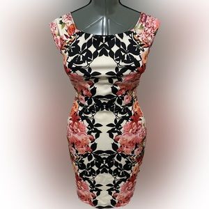 Floral Paneled Bodycon Dress. Like new. Macys. Size 6. Some stretch.